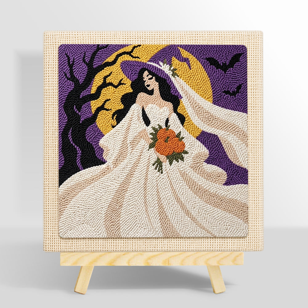Moonlit witch bride punch needle kit for beginners