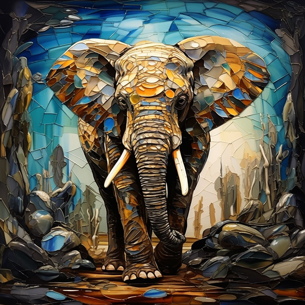 Mosaic elephant cross stitch kit for beginners