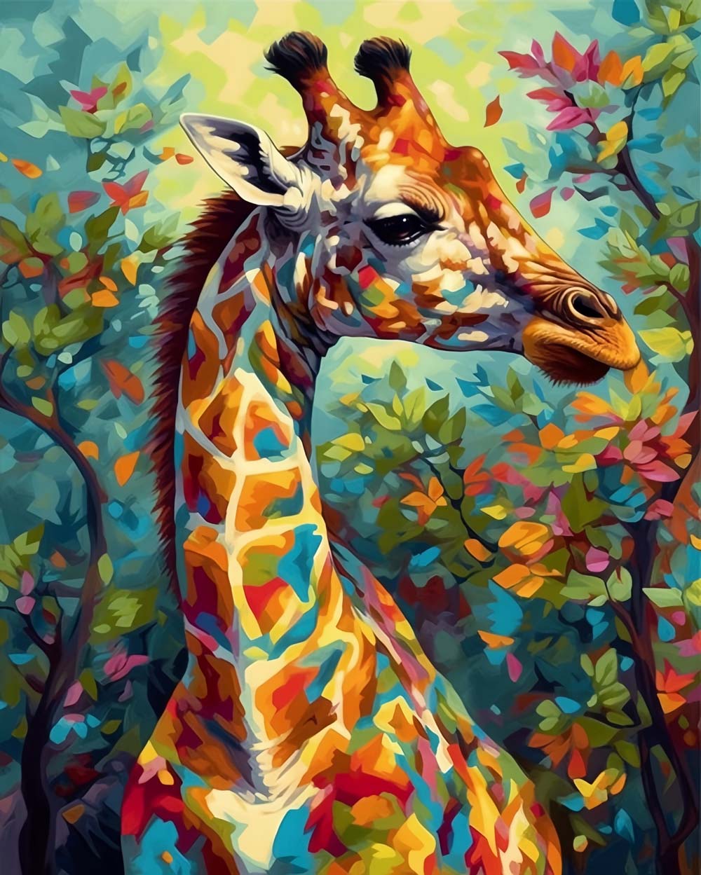 Mosaic jungle giraffe cross stitch kit for beginners