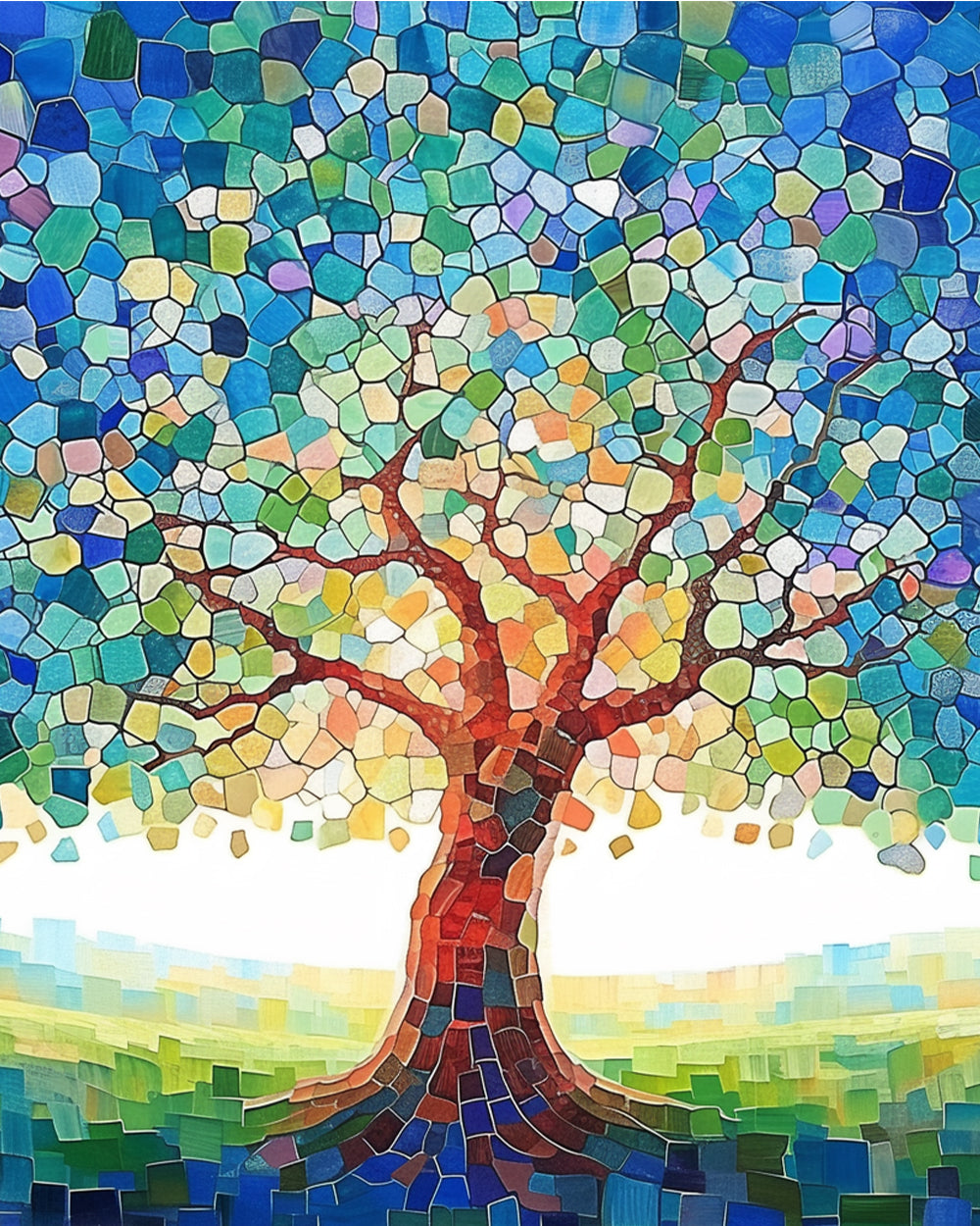 Mosaic tree of life cross stitch kit for beginners