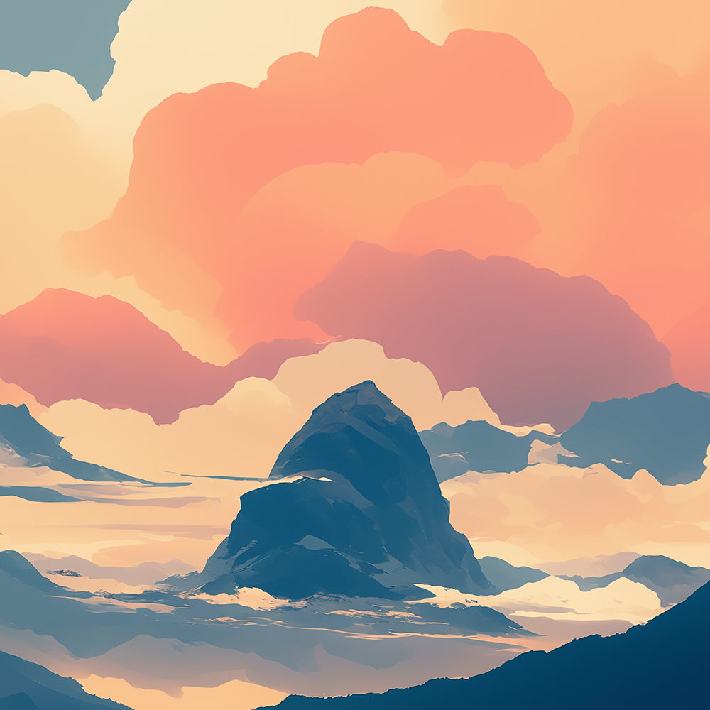 Mountain above clouds cross stitch kit for beginners