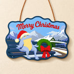 Mountain bench holiday paint by numbers door hanger finished design