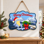 Mountain bench holiday paint by numbers door hanger as indoor wall decor