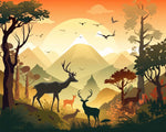 Mountain forest deer herd cross stitch kit for beginners