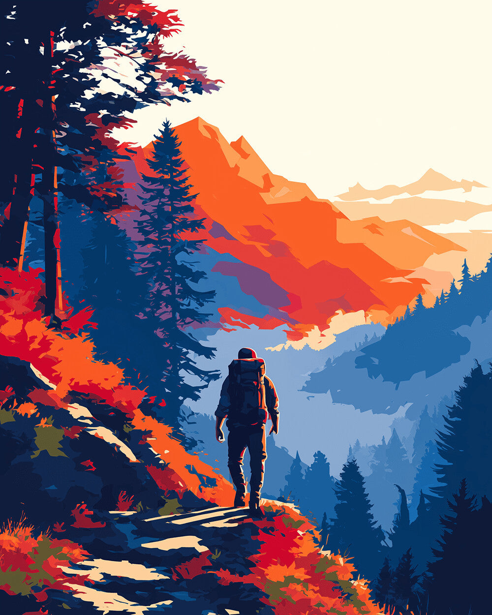 Mountain hiking adventure cross stitch kit for beginners
