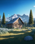 Mountain log cabin cross stitch kit for beginners