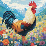 Mountain meadow rooster cross stitch kit for beginners