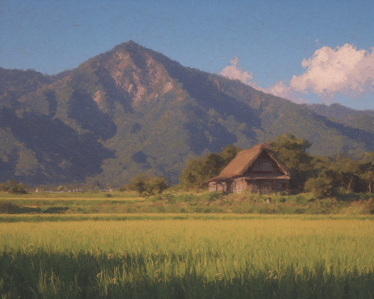 Mountain rice field hut cross stitch kit for beginners