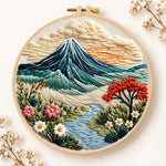 Mountain riverside landscape embroidery kit