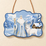 Mountain santa and wildlife paint by numbers door hanger finished design