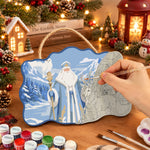 Mountain santa and wildlife paint by numbers door hanger painting process