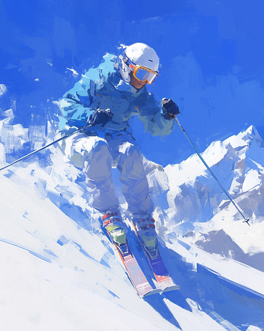 Mountain skiing adventure cross stitch kit for beginners