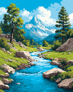 Mountain stream valley cross stitch kit for beginners