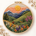 Mountain sunset meadow embroidery kit