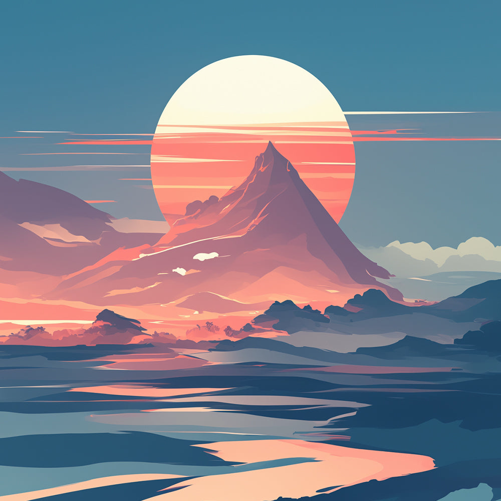 Mountain sunset scenery cross stitch kit for beginners