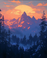 Mountain sunset wilderness cross stitch kit for beginners