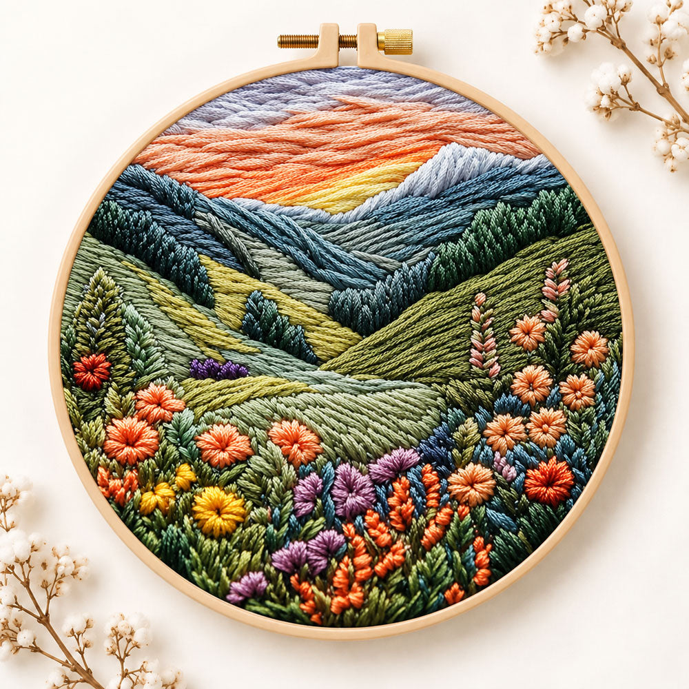 Mountain wildflower valley embroidery kit