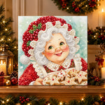 Finished mrs claus with gingerbread cookies pearl diamond painting artwork displayed as holiday home decor