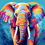 Multicolor elephant in blue tone cross stitch kit for beginners