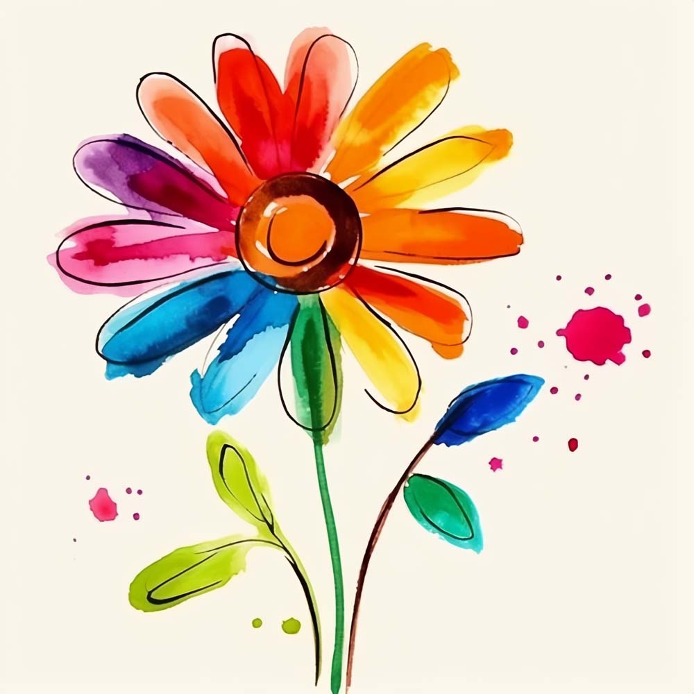 Multicolor watercolor bloom cross stitch kit for beginners