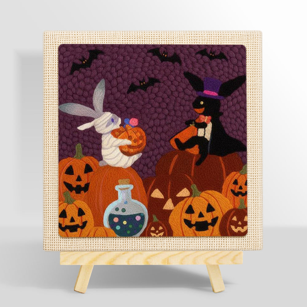 Mummy bunny halloween punch needle kit for beginners