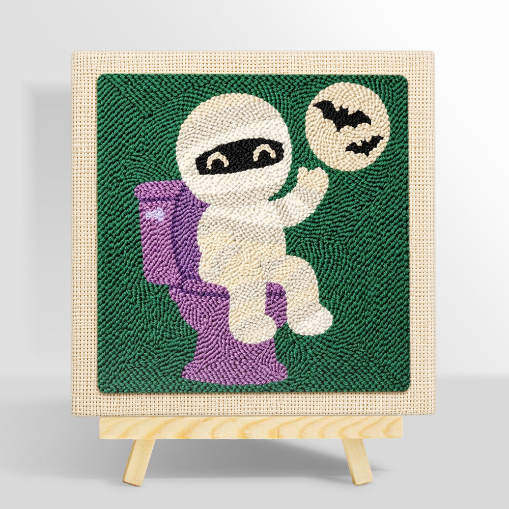 Mummy on the toilet punch needle kit for beginners