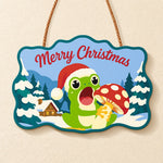 Mushroom and frog holiday paint by numbers door hanger finished design