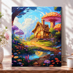 Mushroom fairy cottage pearl diamond painting kit for beginners