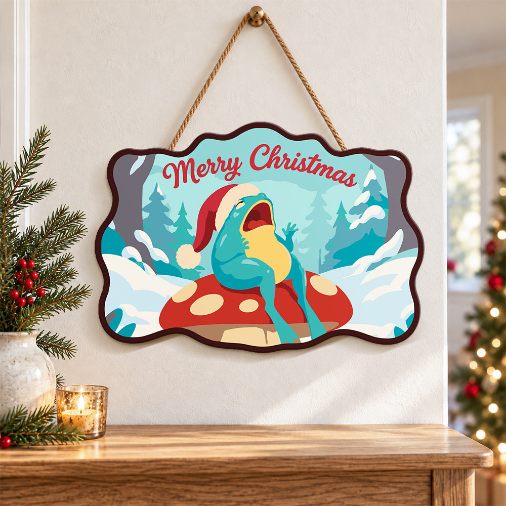 Mushroom frog christmas paint by numbers door hanger as indoor wall decor