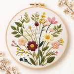Muted tone bouquet embroidery kit