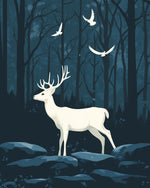 Mysterious white stag cross stitch kit for beginners