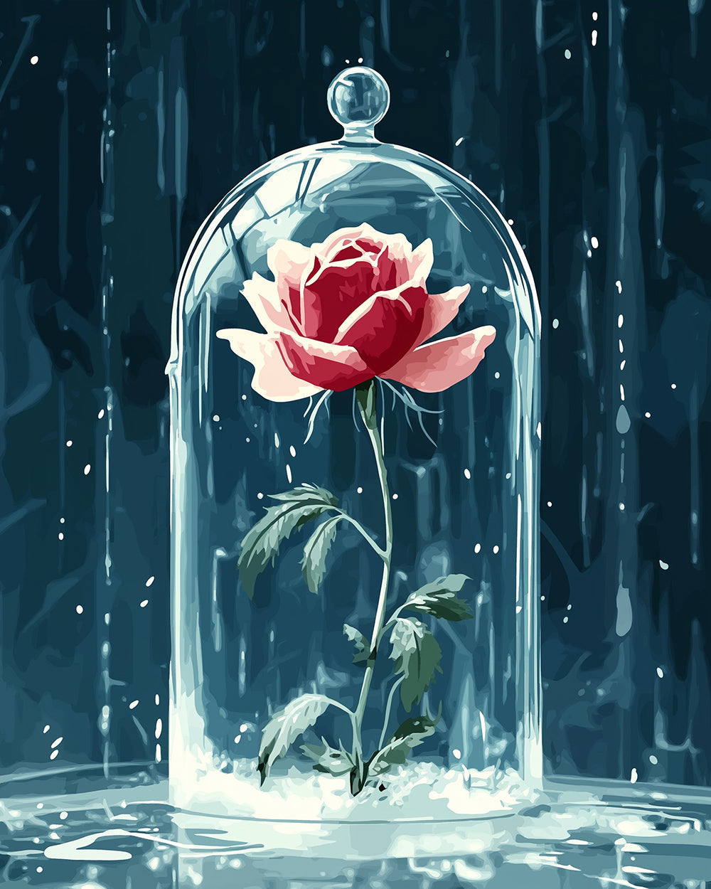 Mystic glass rose cross stitch kit for beginners