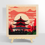 Mystical eastern temple at dusk punch needle kit for beginners