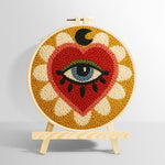 Mystical heart and evil eye sunburst punch needle kit for beginners