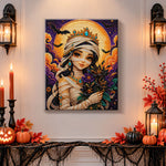 Finished mystical mummy princess pearl diamond painting artwork displayed as holiday home decor