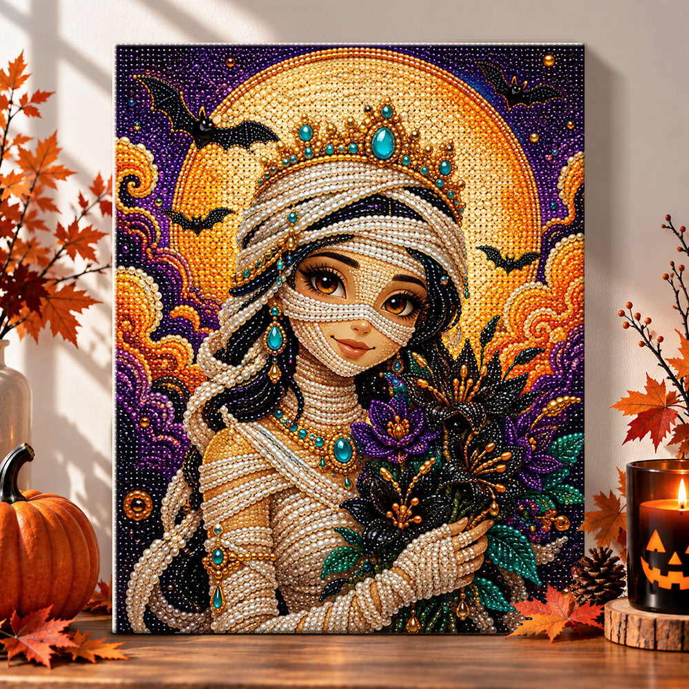 Mystical mummy princess pearl diamond painting kit for beginners