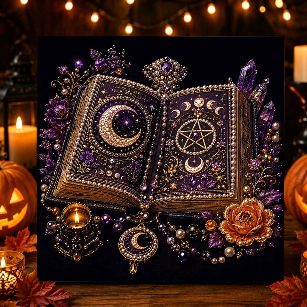 Mystical spell book pearl diamond painting kit for beginners