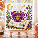 Mystical teacup sea glass art kit finished artwork on display