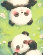 Napping baby pandas cross stitch kit for beginners
