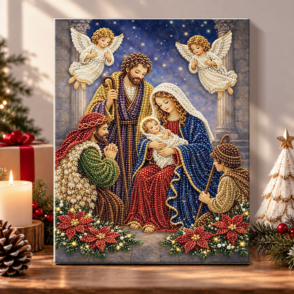 Nativity holy family scene pearl diamond painting kit for beginners