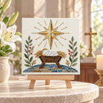 Nativity star sea glass art kit displayed as seasonal home decor