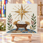 Nativity star sea glass art kit finished artwork on display