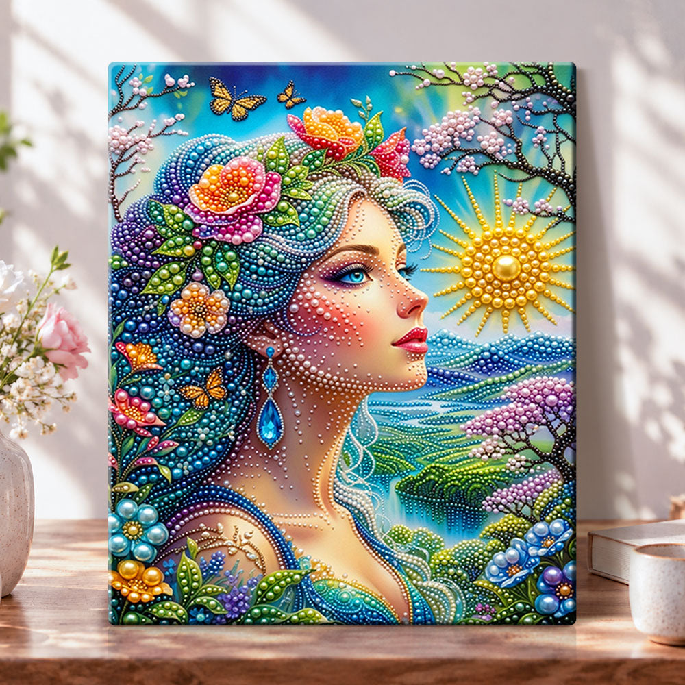 Nature goddess glow pearl diamond painting kit for beginners