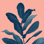 Navy blue foliage on pink background cross stitch kit for beginners