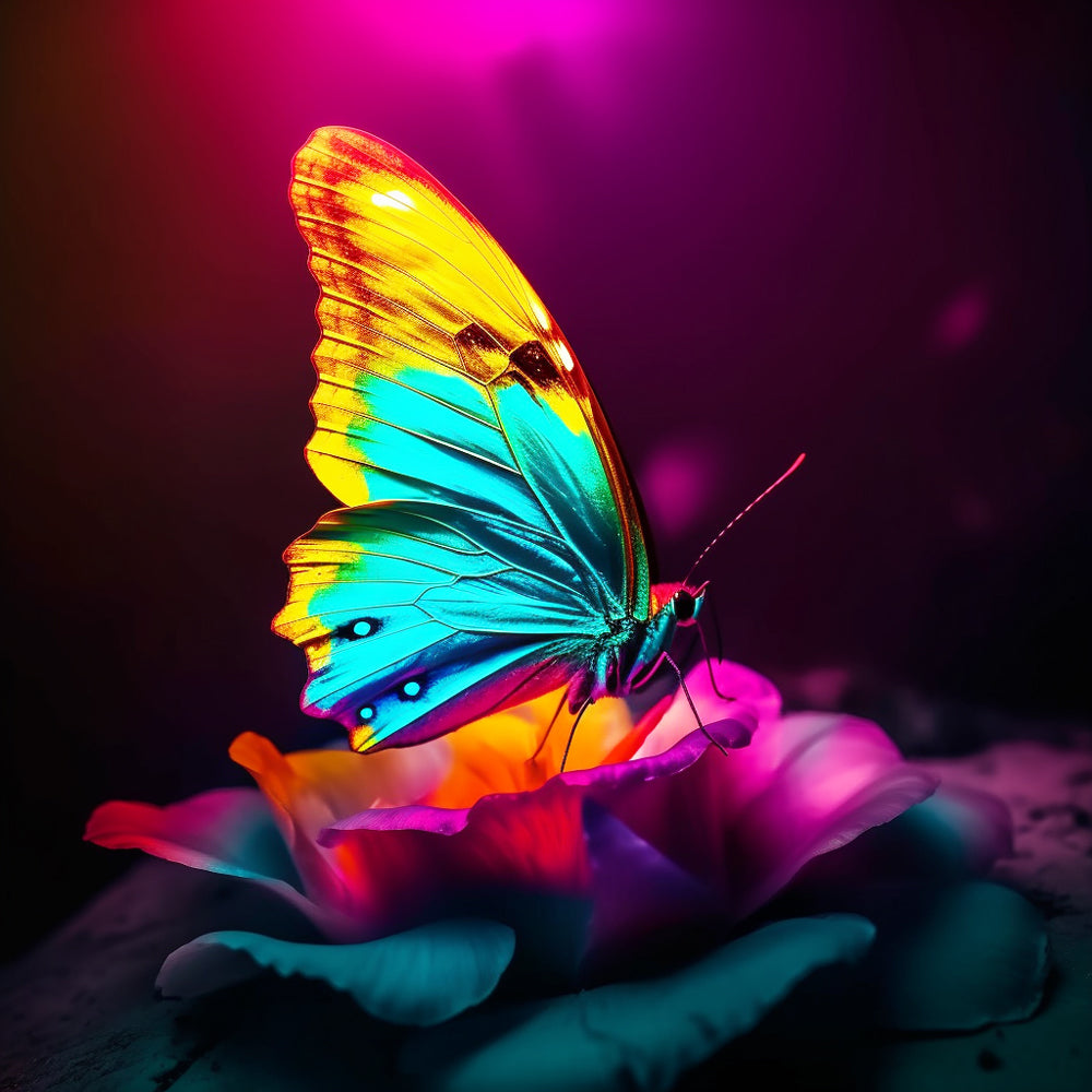 Neon butterfly cross stitch kit for beginners