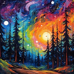 Neon cosmic forest cross stitch kit for beginners