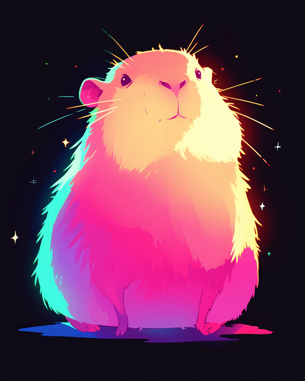 Neon glow capybara cross stitch kit for beginners