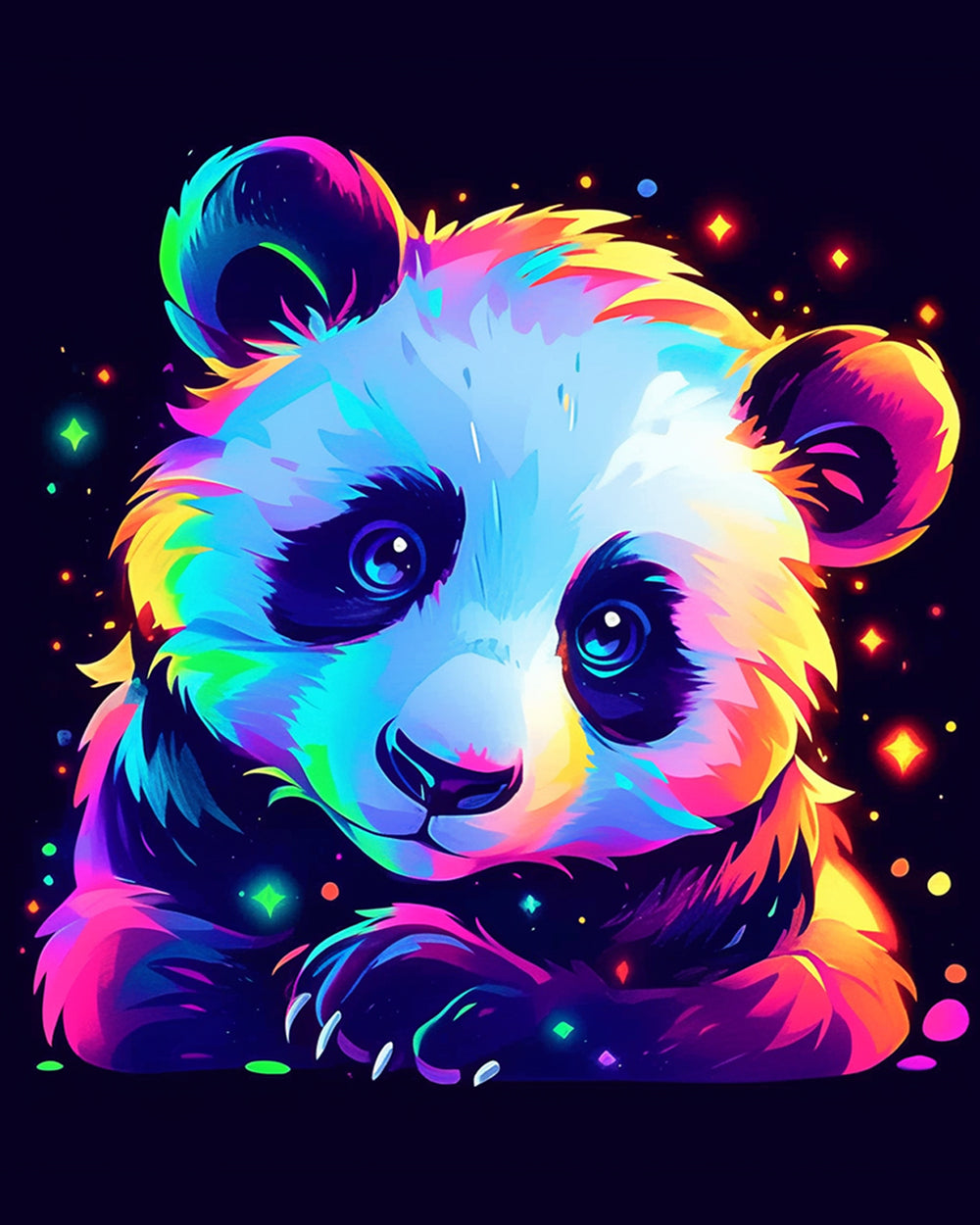 Neon glow panda cross stitch kit for beginners