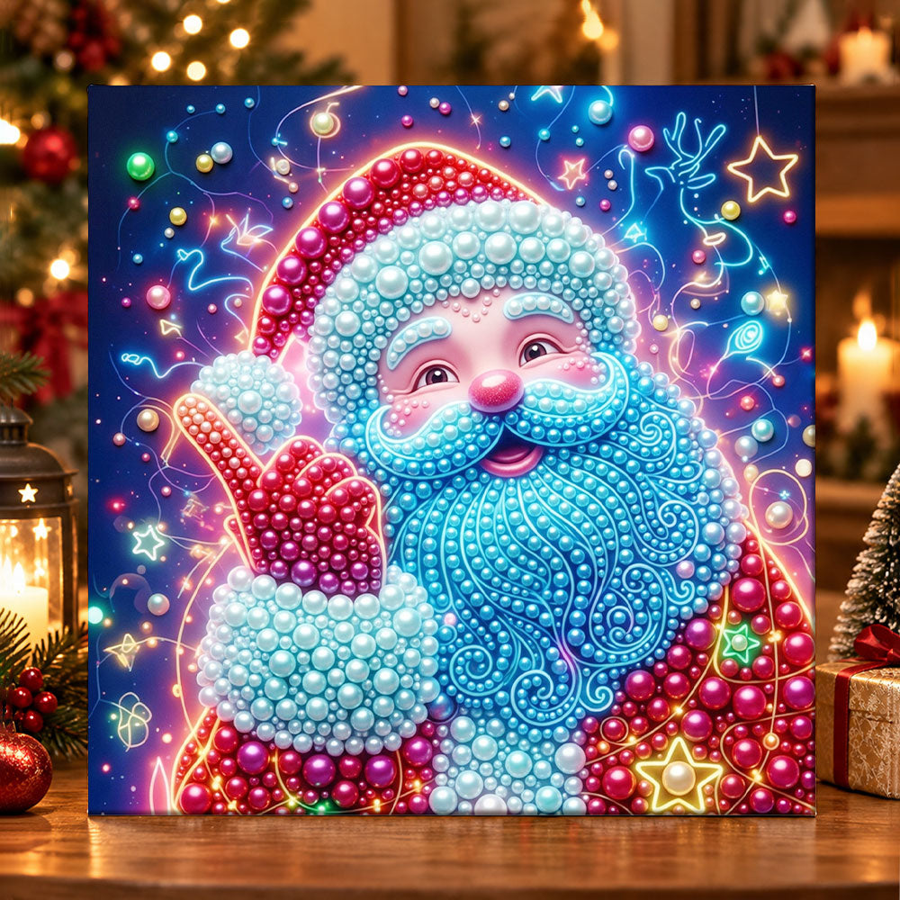 Neon glow santa pearl diamond painting kit for beginners