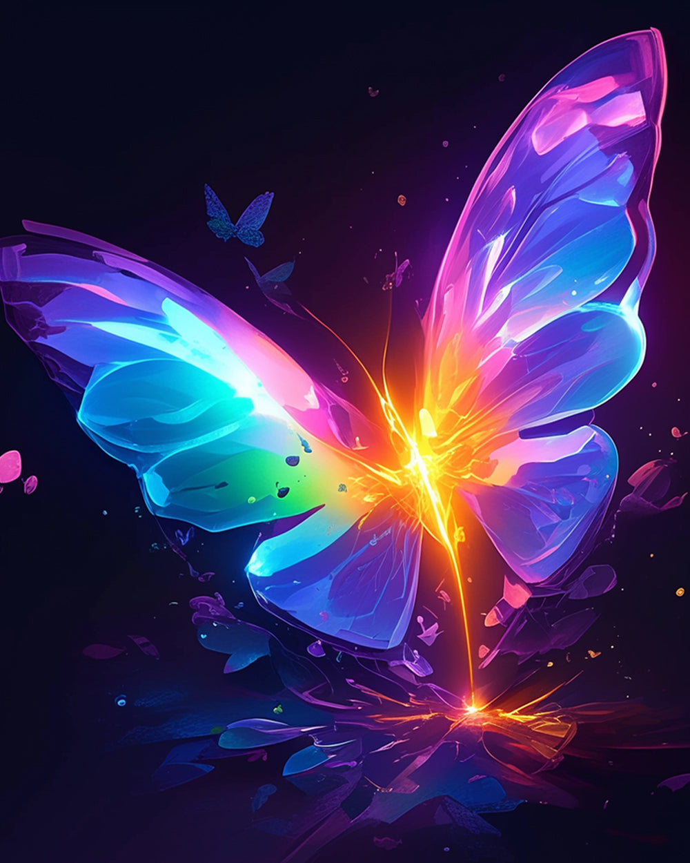 Neon glowing butterfly cross stitch kit for beginners